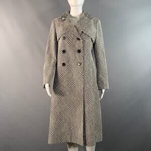 CREATURES OF THE WIND Size 4 White Black Viscose Blend Swirl Shawl Collar Coat